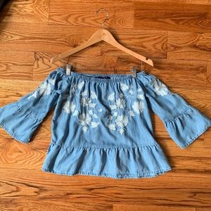 Off-the-shoulder denim top